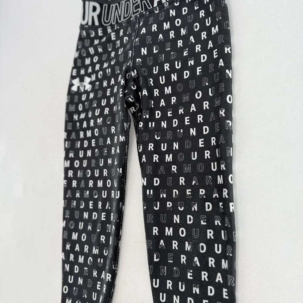 Under Armour YSM Girl’s Black/White/Gray Big Logo Leggings Pull On, See‎ Photos